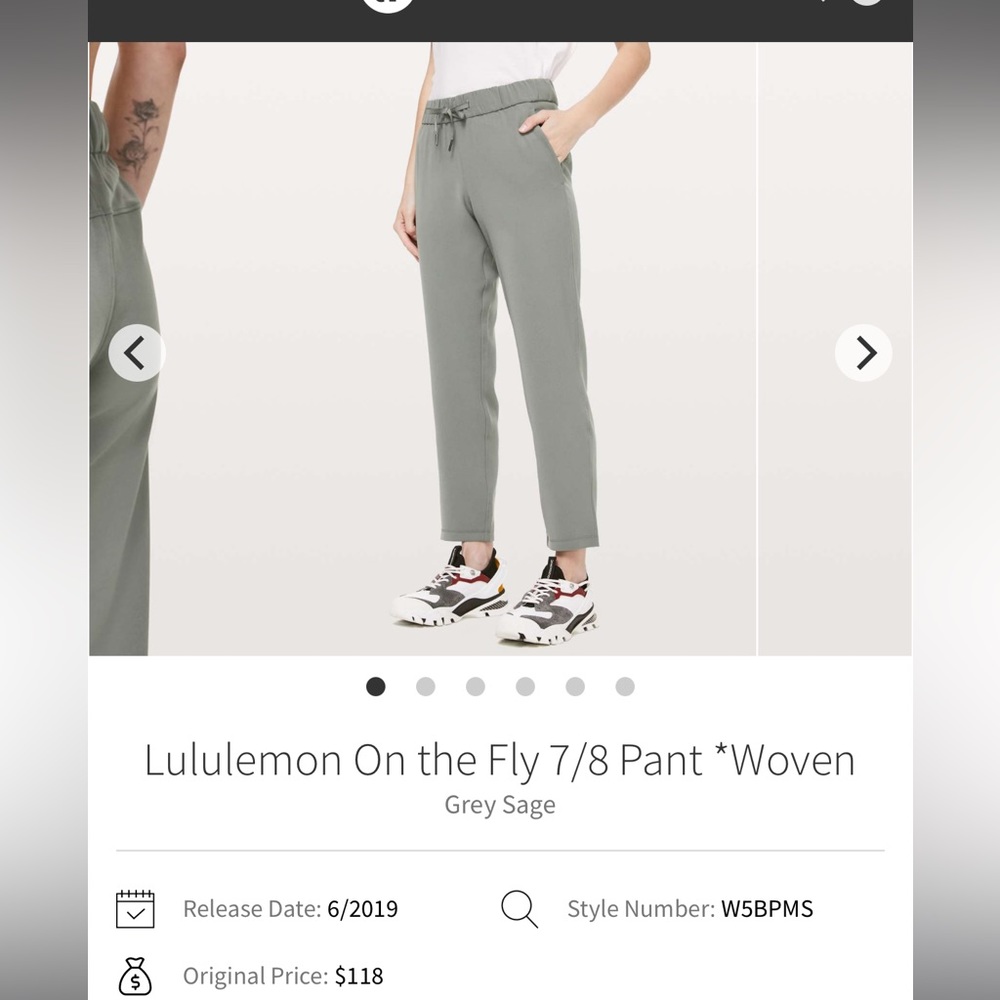 Lululemon on the fly pants grey sage